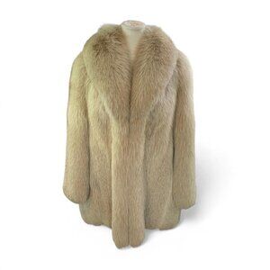 Vintage Tan & Cream Fox Fur Coat – Luxurious Plush Winter Statement Piece